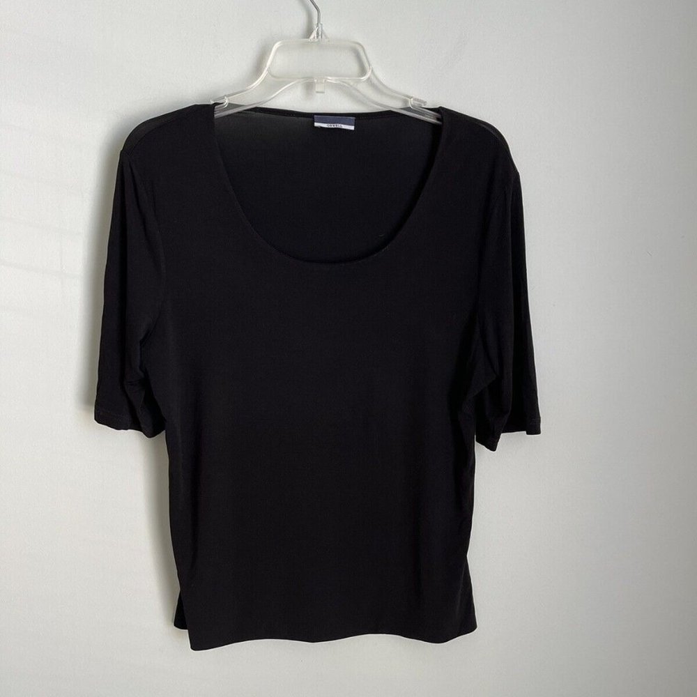 Orwell Black Short Sleeve Mesh Stretch Top Blouse